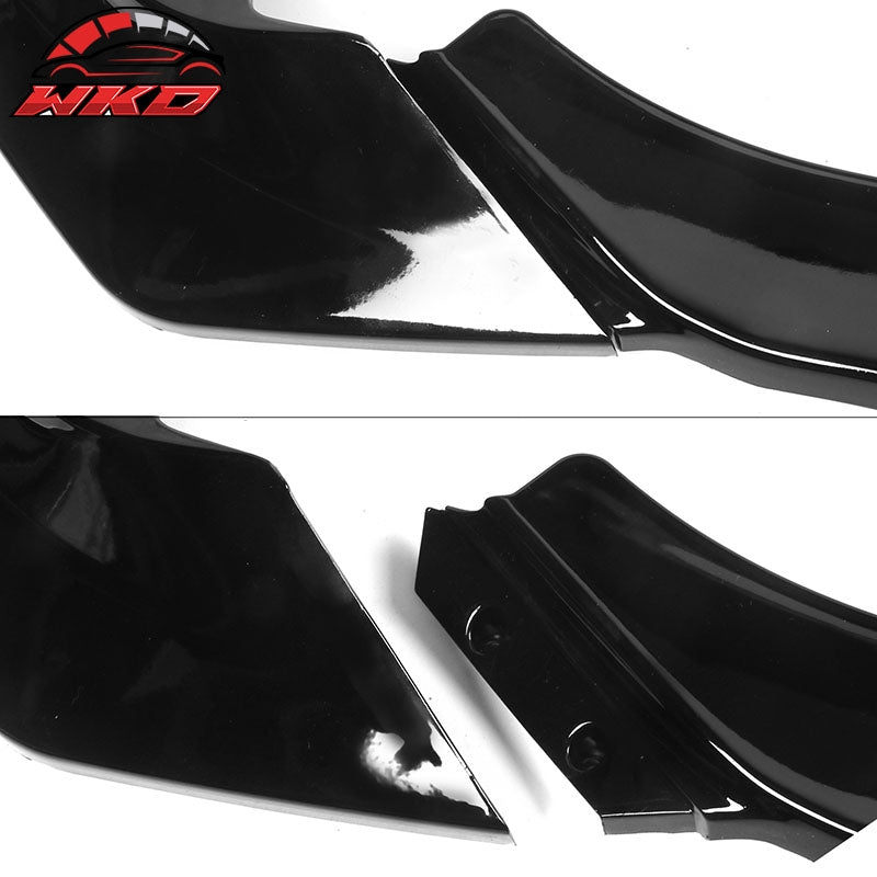 Fit 21-24 Kia K5 GT-Line Sedan PP 3PCS Front Bumper Lip Spoiler Gloss Black