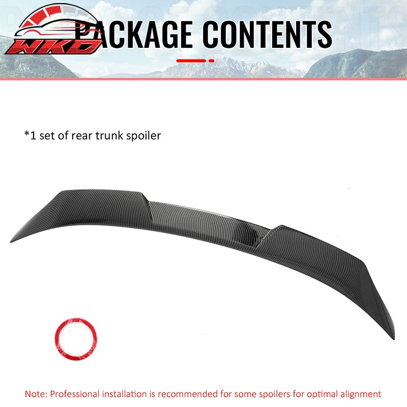 Fits 21-24 Kia K5 IKON Carbon Fiber Print Duckbill Rear Trunk Spoiler Wing ABS