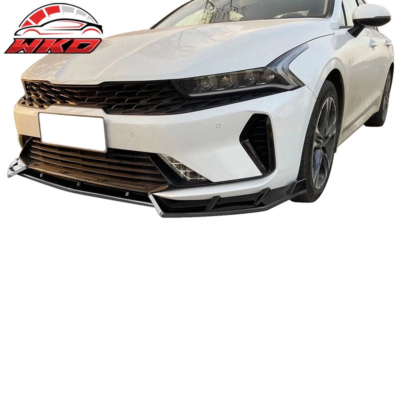 Fits 2021-2024 Kia K5 IKON Style Gloss Black Front Bumper Lip Spoiler Kit PP 3PC