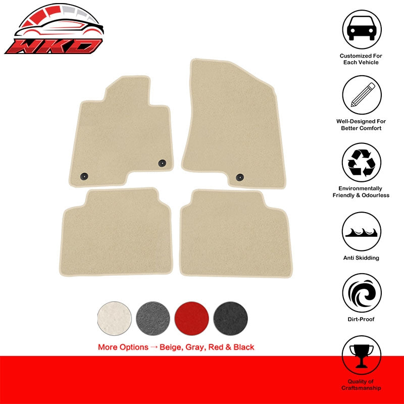 Fits 21-26 Kia K5 Optima 4PCS Auto Car Front Rear Floor Mats Carpets Nylon Beige