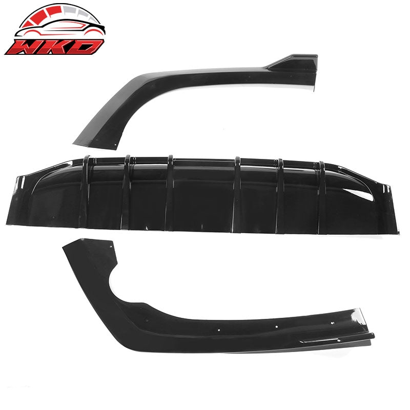 Fits 21-24 Kia K5 GT-Line 3PCS Rear Bumper Lip Diffuser Spoiler Gloss Black PP