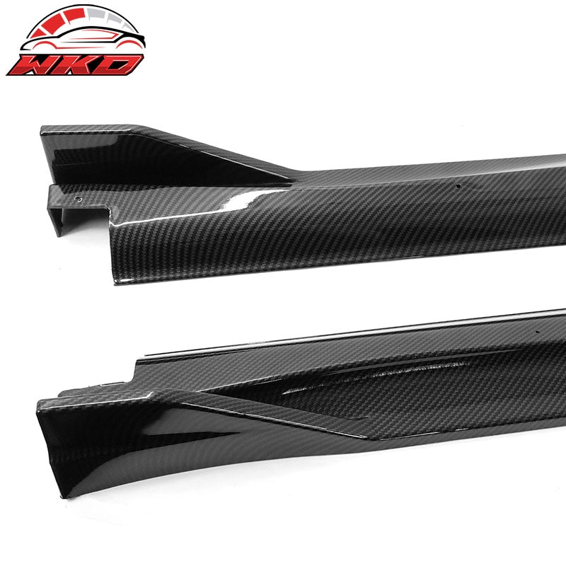 Fits 21-26 Kia K5 Carbon Fiber Print Side Skirts Extensions Rocker Panel PP