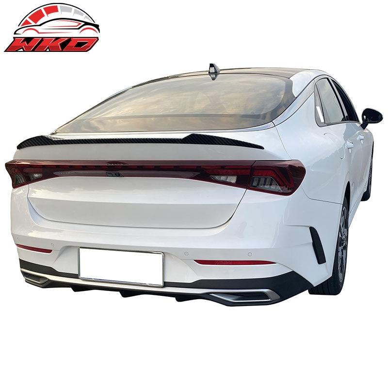 Fits 21-24 Kia K5 V Style Rear Trunk Spoiler Wing Lip ABS Carbon Fiber Print
