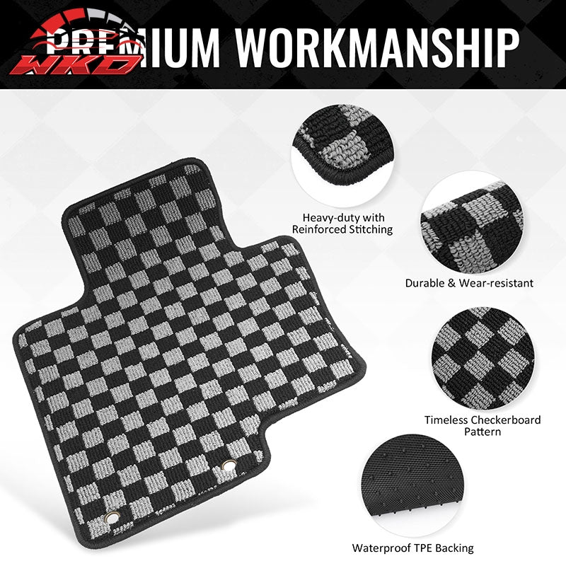 Fits 11-15 Kia Optima Floor Mats Non-Slip Carpets Checkered Black Gray Plaid