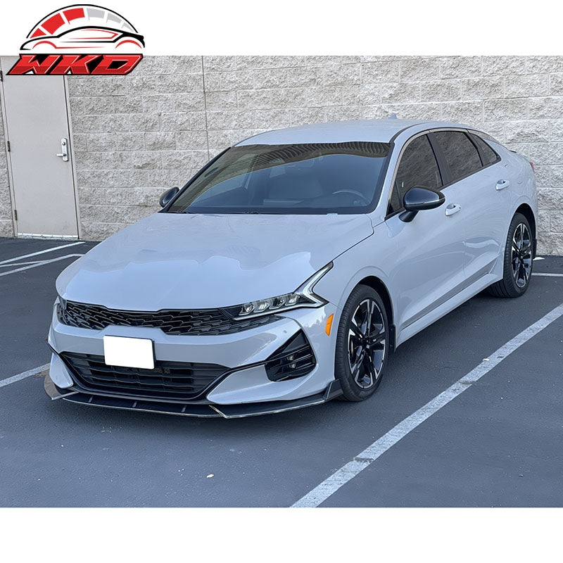 Fits 21-27 Kia Optima K5 EX LX GT Gloss Black 3PC Front Bumper Lip PP Spoiler