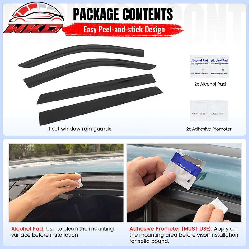 Fits 21-26 Kia Sorento Low Profile Style Tape on Window Visors Vent Deflector