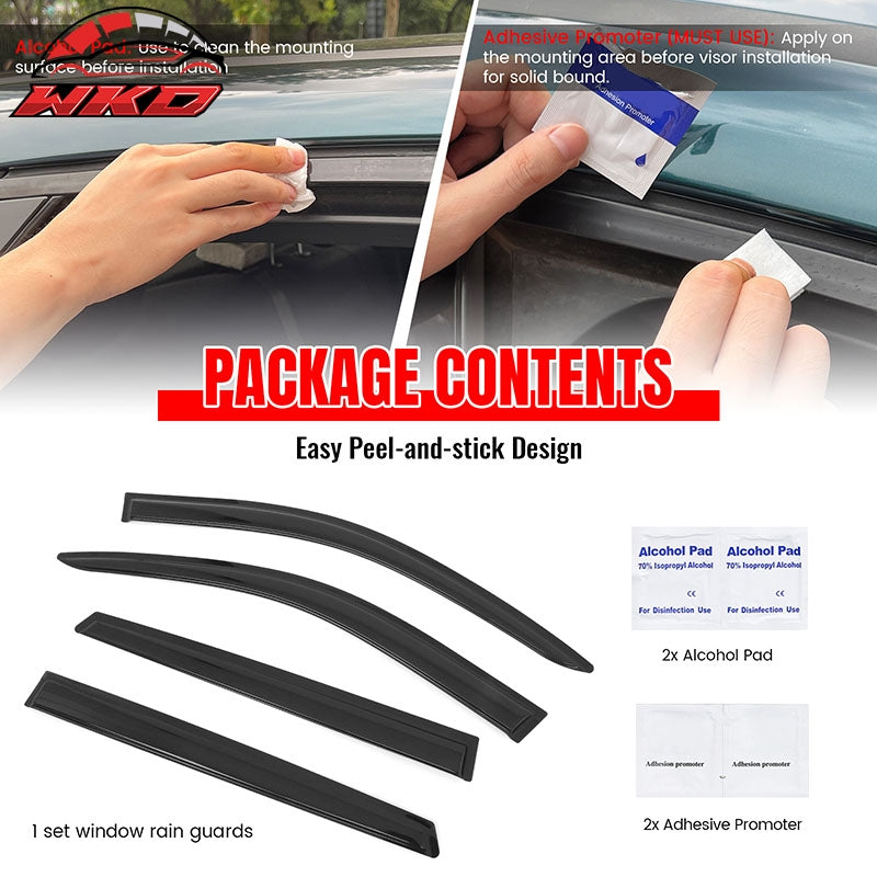 Fits 21-26 Kia Sorento Tape on Window Visors Vent Rain Sun Wind Guards Deflector