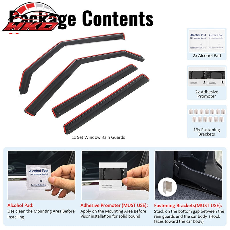 Fits 09-13 Kia Soul In-Channel Window Visors Vent Rain Sun Guards Deflectors