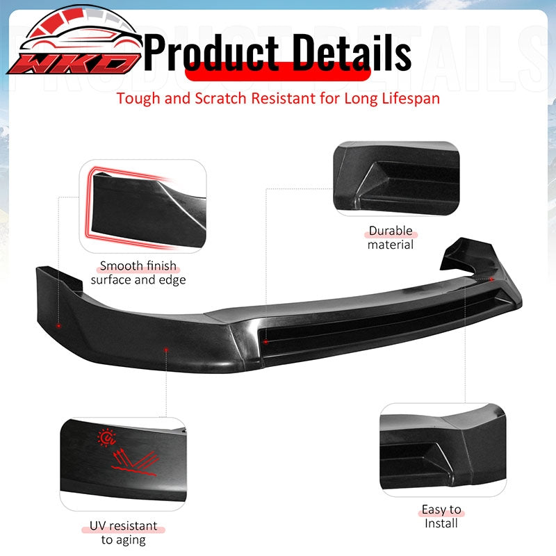 Fits 23-25 Kia Soul Unpainted Front Bumper Lip Lower Air Dam Spoiler PU 3PCS