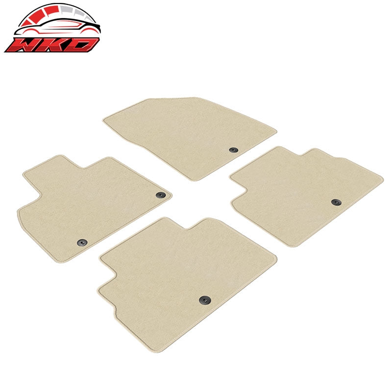 Fits 20-25 Kia Telluride 4DR Front & Rear Floor Mats Carpet Nylon 4PCS - Beige