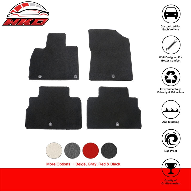Fits 20-25 Kia Telluride 4DR Front & Rear Floor Mats Carpet Nylon 4PCS - Black