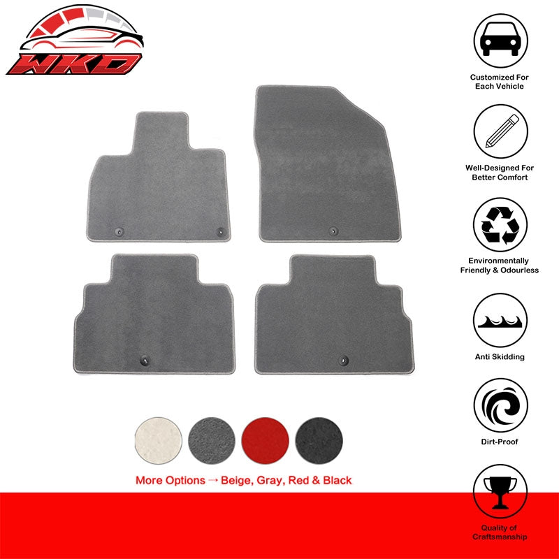Fits 20-25 Kia Telluride 4DR Front & Rear Floor Mats Carpet Nylon 4PCS - Gray