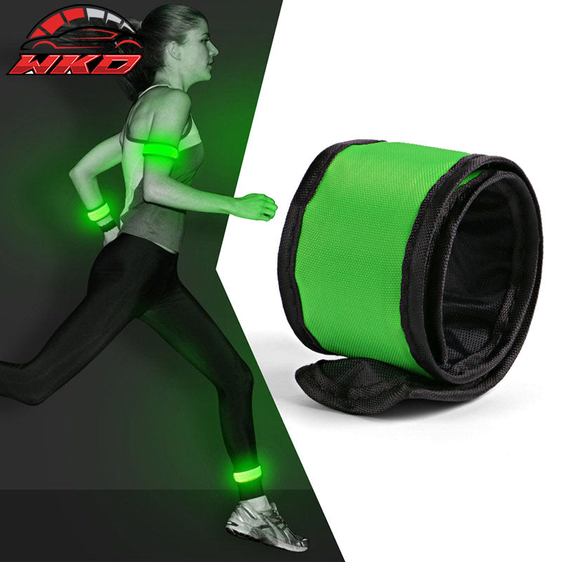 LED Slap Armband Lights Glow Band for Running 35cm Green Color
