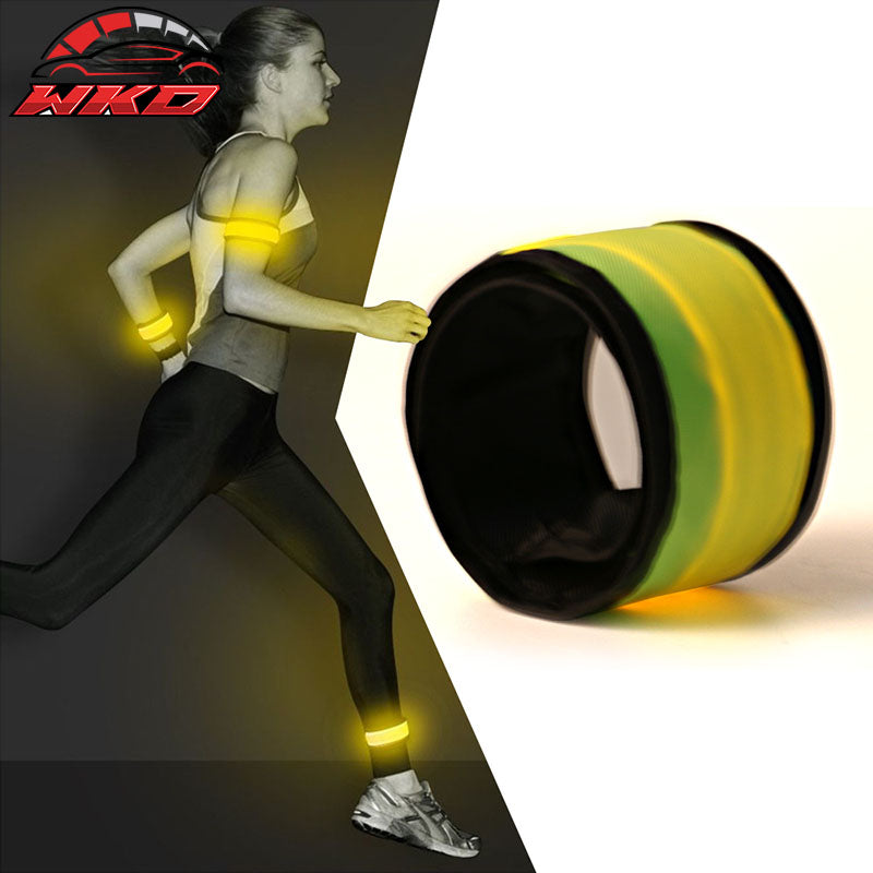 LED Slap Armband Lights Glow Band for Running 35cm Yellow Color