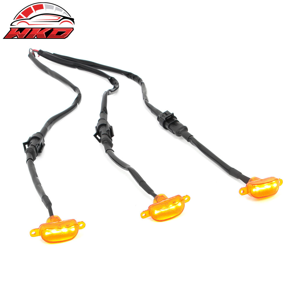 Fits Dodge Ram 1500 2500 3500 3PC Amber LED Front Grille Lights W/Wiring Harness