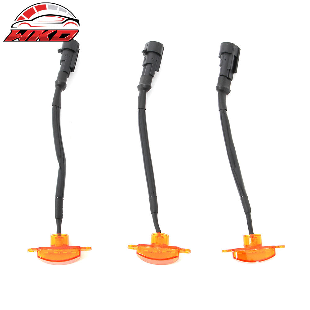 Fits Dodge Ram 1500 2500 3500 3PC Amber LED Front Grille Lights W/Wiring Harness