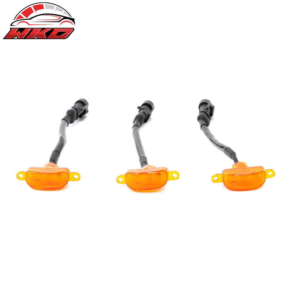 Fits Dodge Ram 1500 2500 3500 3PC Amber LED Front Grille Lights W/Wiring Harness