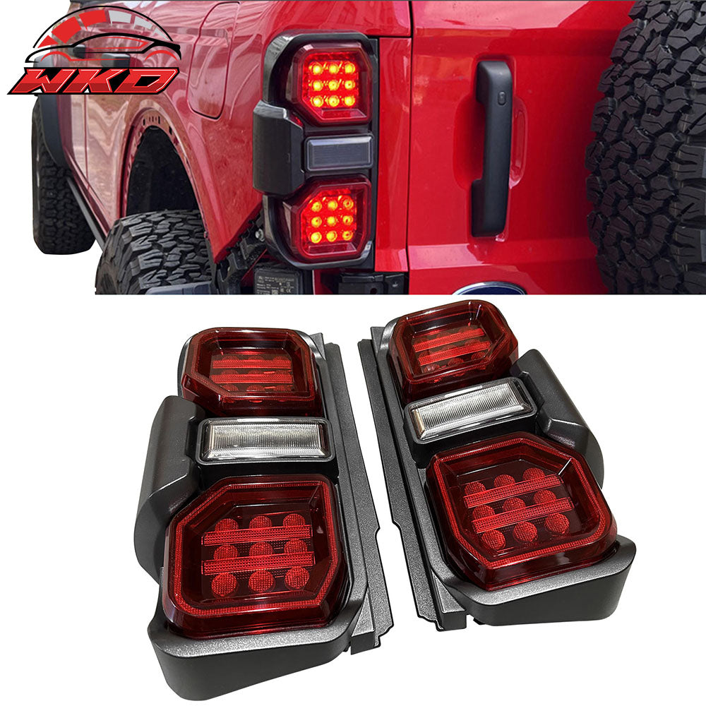 Fits 21-24 Ford Bronco 2/4 Door Red LED Tail Lights Rear Lamps Assembly Pair