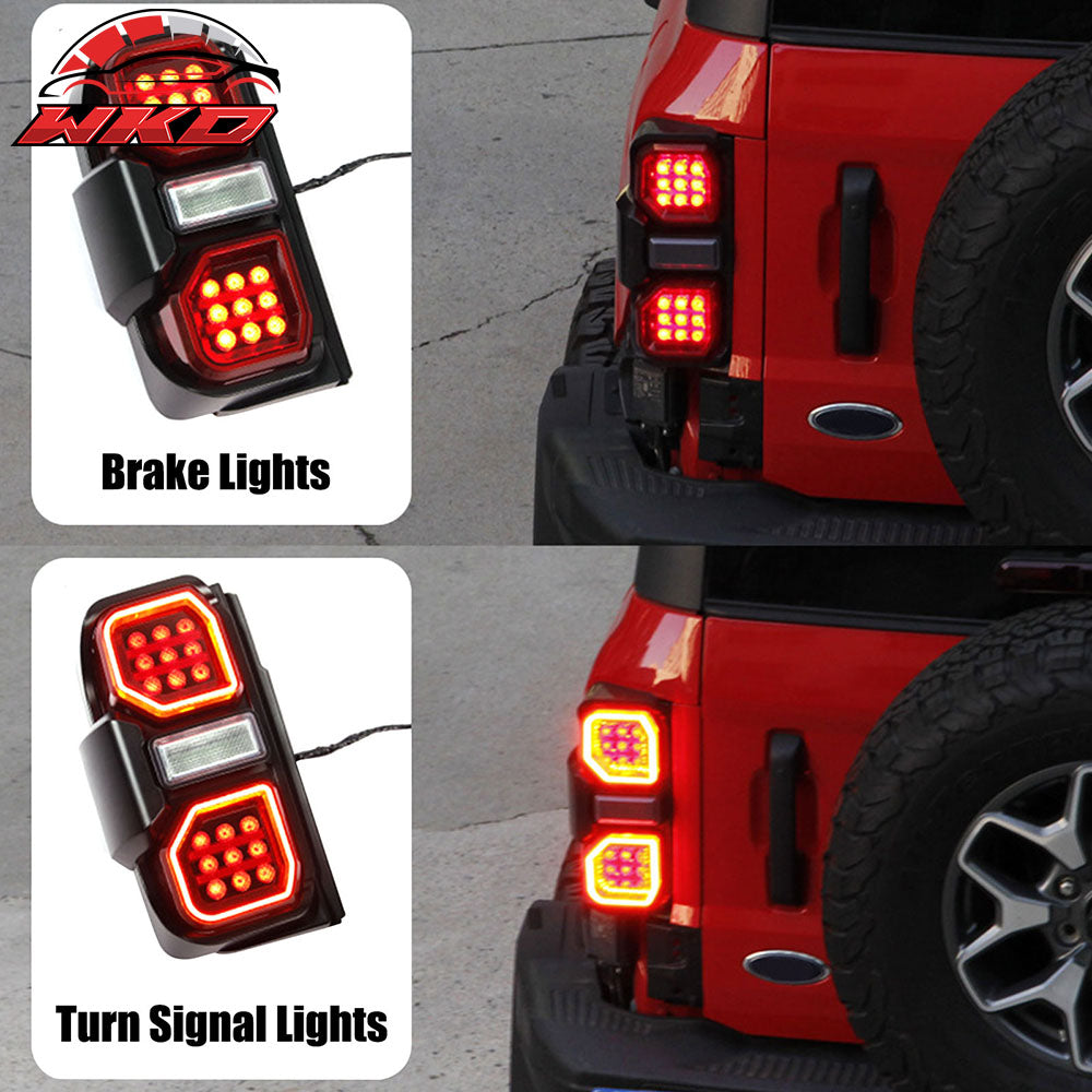 Fits 21-24 Ford Bronco 2/4 Door Red LED Tail Lights Rear Lamps Assembly Pair