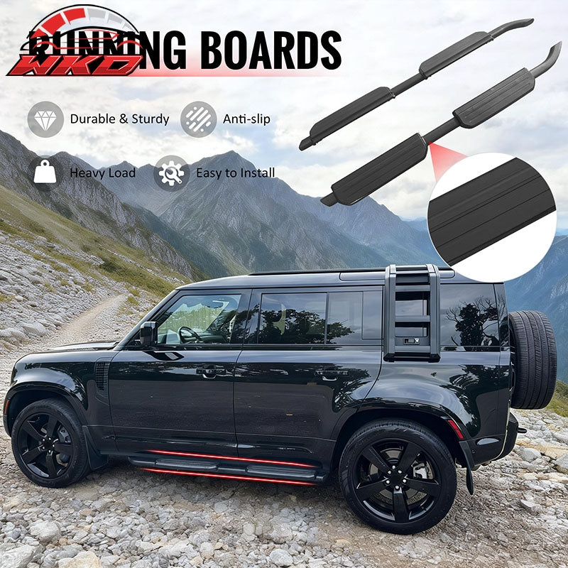 Fits 20-26 Land Rover Defender 110 130 OE Style Running Boards Black Aluminum