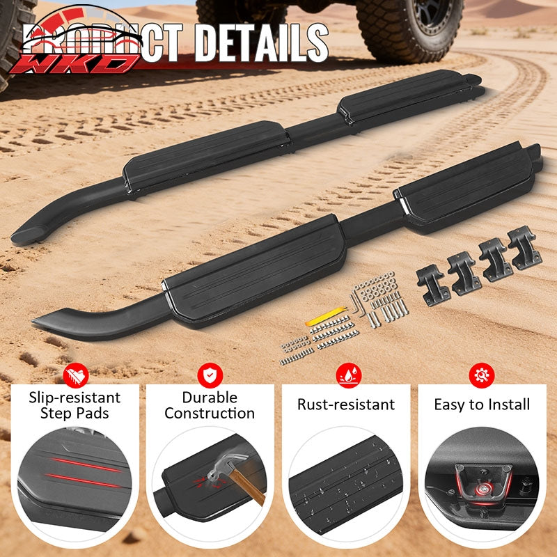 Fits 20-26 Land Rover Defender 110 130 OE Style Running Boards Black Aluminum