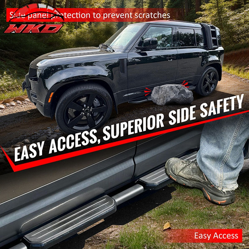 Fits 20-26 Land Rover Defender 110 130 OE Style Running Boards Black Aluminum