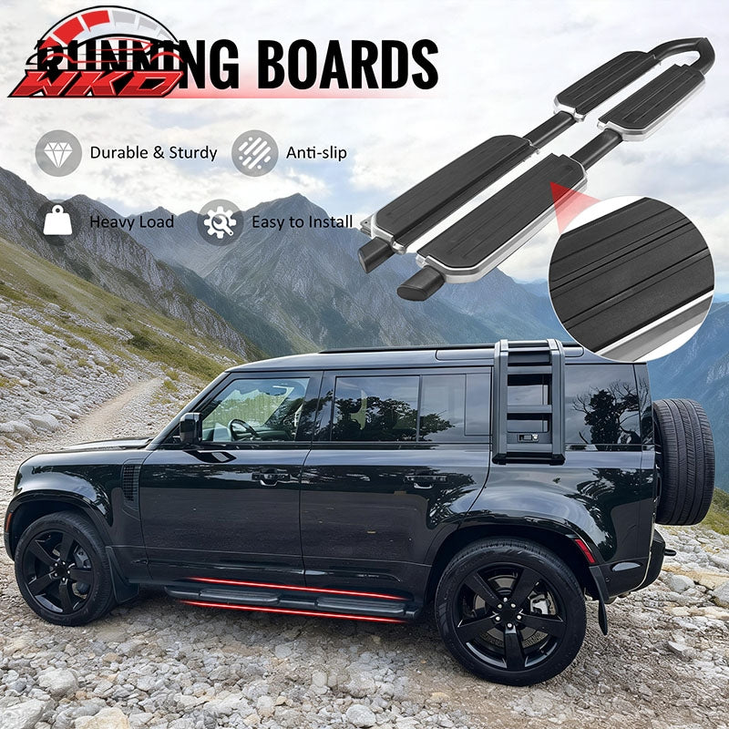 Fits 20-26 Land Rover Defender 110 130 OE Style Running Boards Silver Aluminum