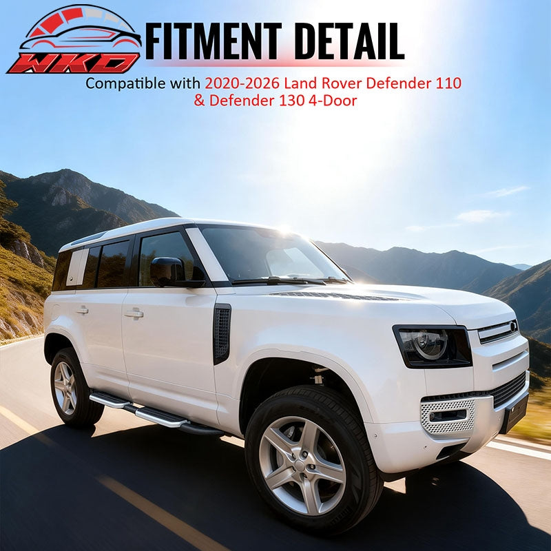 Fits 20-26 Land Rover Defender 110 130 OE Style Running Boards Silver Aluminum