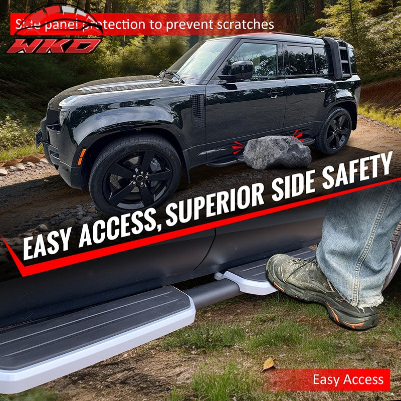 Fits 20-26 Land Rover Defender 110 130 OE Style Running Boards Silver Aluminum