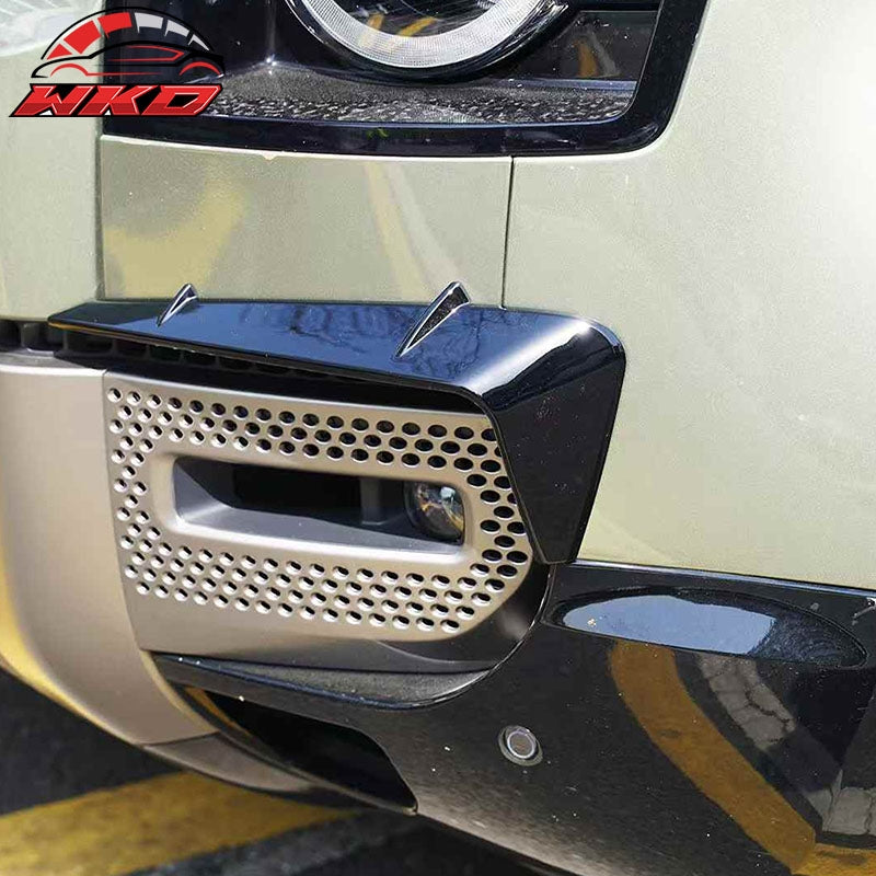 Fits 20-26 Land Rover Defender 90/110/130 Fog Light Bezels Gloss Black Eyelids