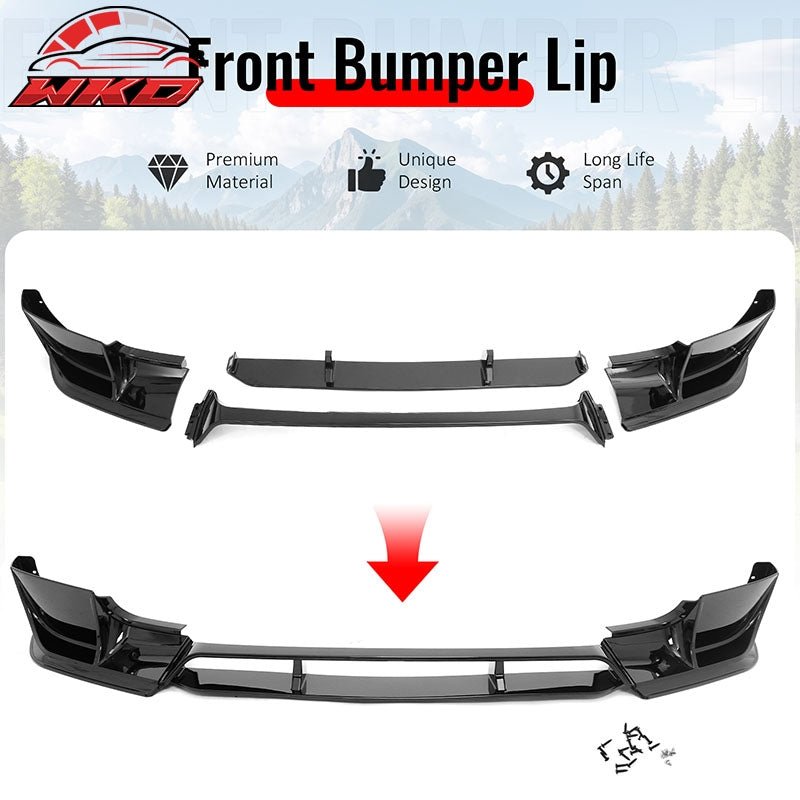 Fits 20-26 Land Rover Defender 90/110/130 Front Bumper Lip Gloss Black Spoiler