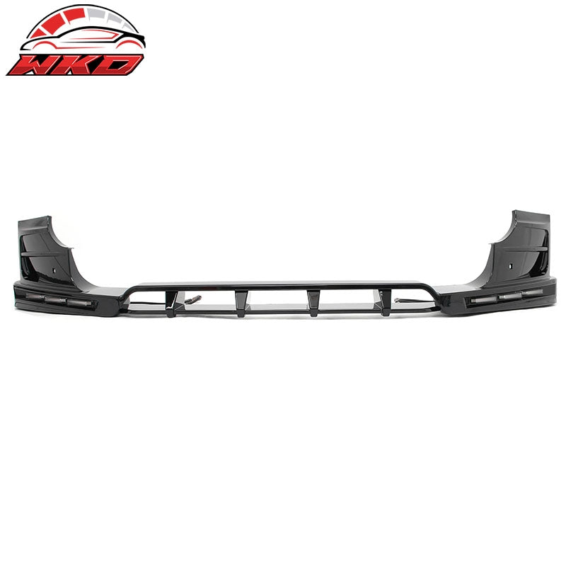 Fits 20-26 Land Rover Defender 90/110/130 Front Bumper Lip Gloss LED DRL Spoiler
