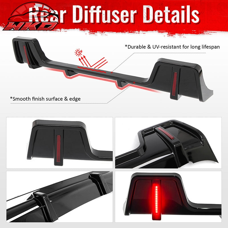 Fits 20-26 Land Rover Defender 90/110/130 Rear Bumper Diffuser Gloss Black Lip