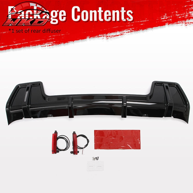 Fits 20-26 Land Rover Defender 90/110/130 Rear Bumper Diffuser Gloss Black Lip