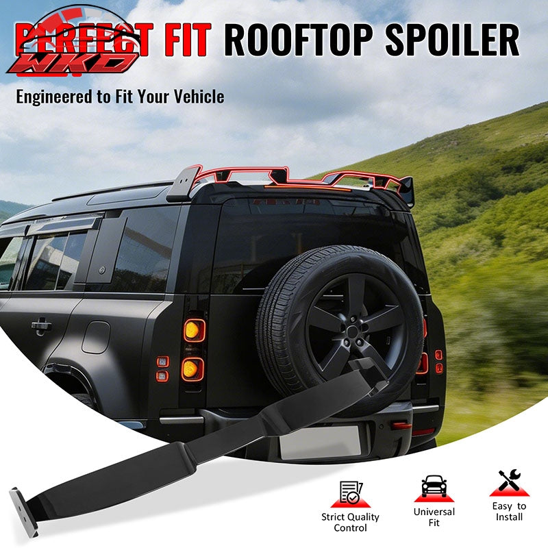Fits 20-26 Land Rover Defender 90/110/130 Roof Spoiler Gloss Black V2 Rear Wing