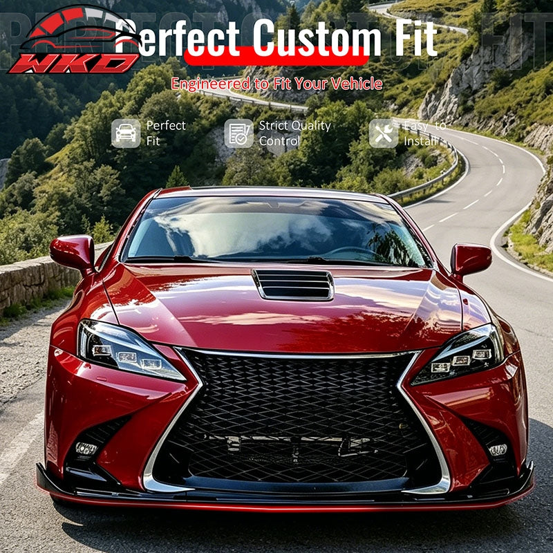 Fits 16-20 Lexus GS F Sport IKON Style 3PCS Front Bumper Lip Spoiler Gloss Black