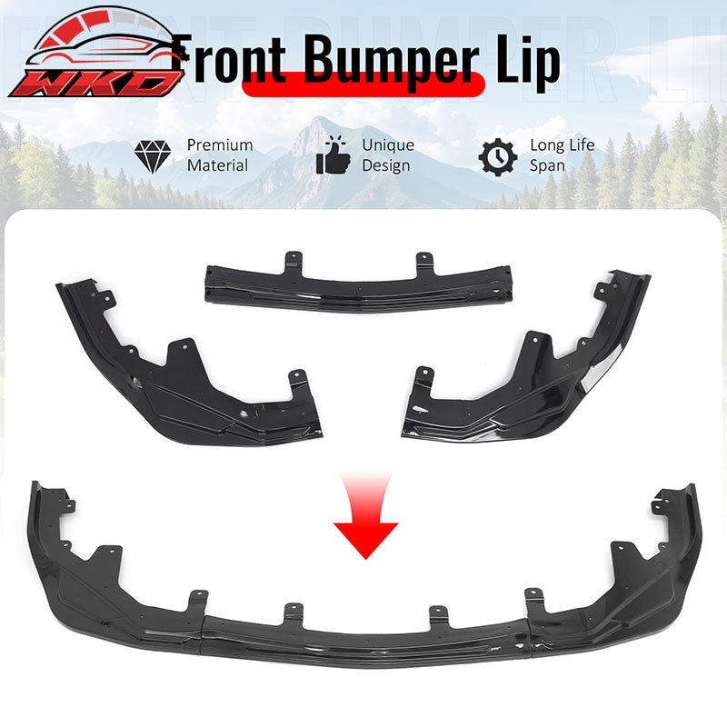Fits 16-20 Lexus GS F Sport IKON Style 3PCS Front Bumper Lip Spoiler Gloss Black