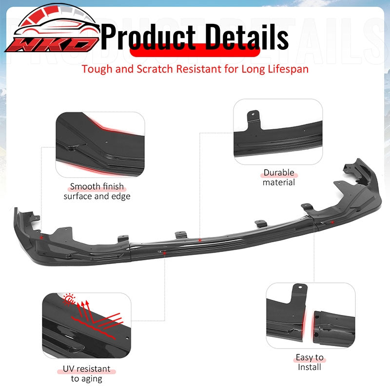 Fits 16-20 Lexus GS F Sport IKON Style 3PCS Front Bumper Lip Spoiler Gloss Black