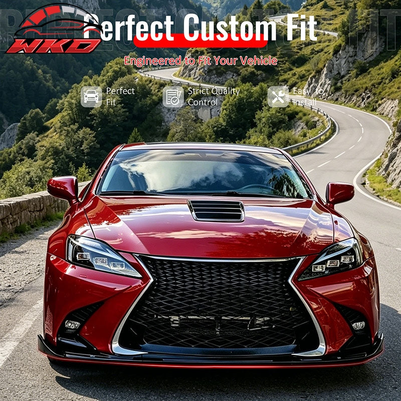 Fits 16-20 Lexus GS F Sport IKON Style 3PCS Front Bumper Lip Spoiler Matte Black