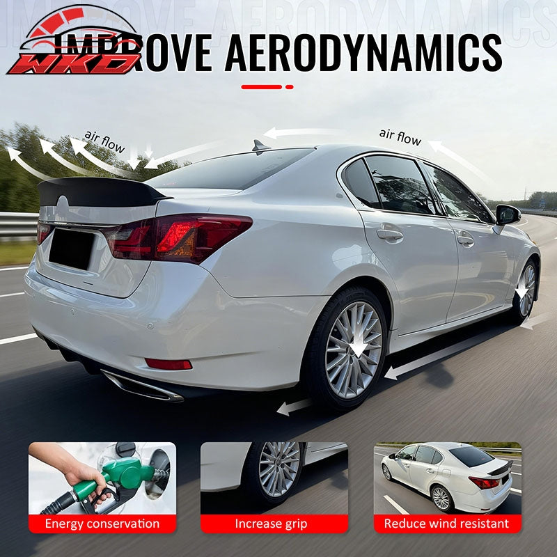 Fits 13-20 Lexus GS350 GS300 GS450h Duckbill Style Trunk Spoiler Matte Black ABS