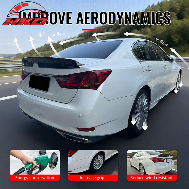 Fits 13-20 Lexus GS350 GS300 GS450h Duckbill Style Trunk Spoiler Gloss Black ABS