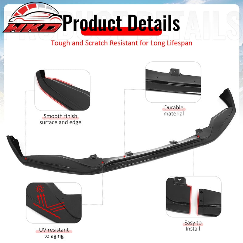 For 13-15 Lexus GS350/GS450h F Sport IKON Style Front Bumper Lip Gloss Black 3PC