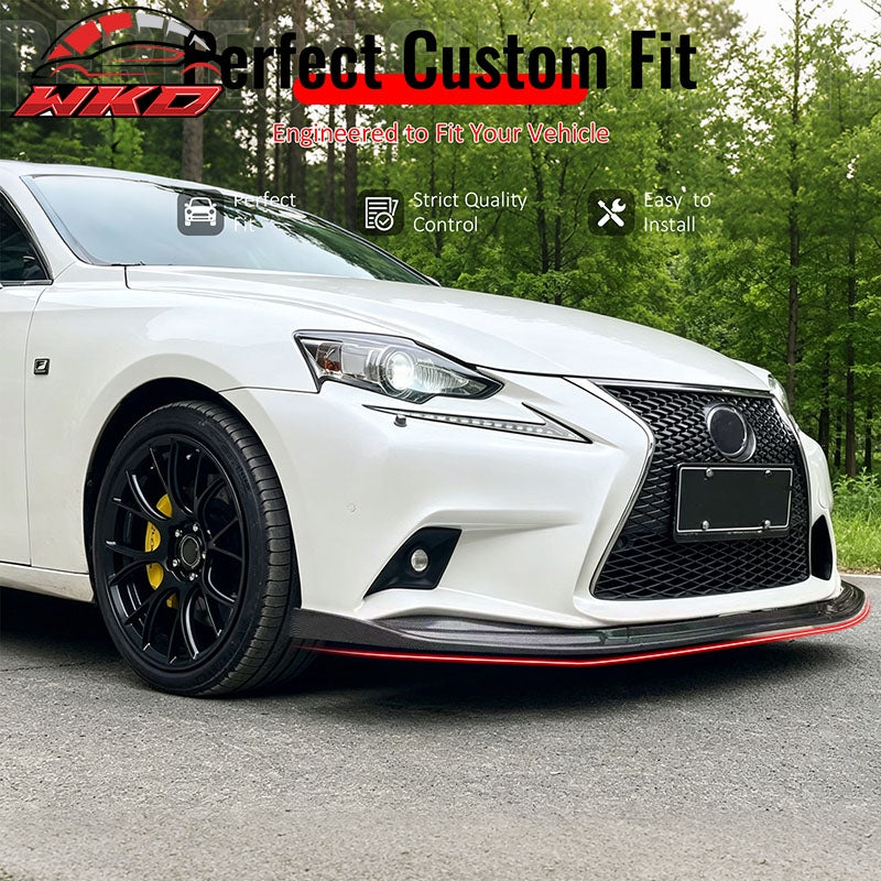 Fits 14-16 Lexus IS F Sport 4Dr IKON 3 Style 3PCS Front Bumper Lip Matte Black