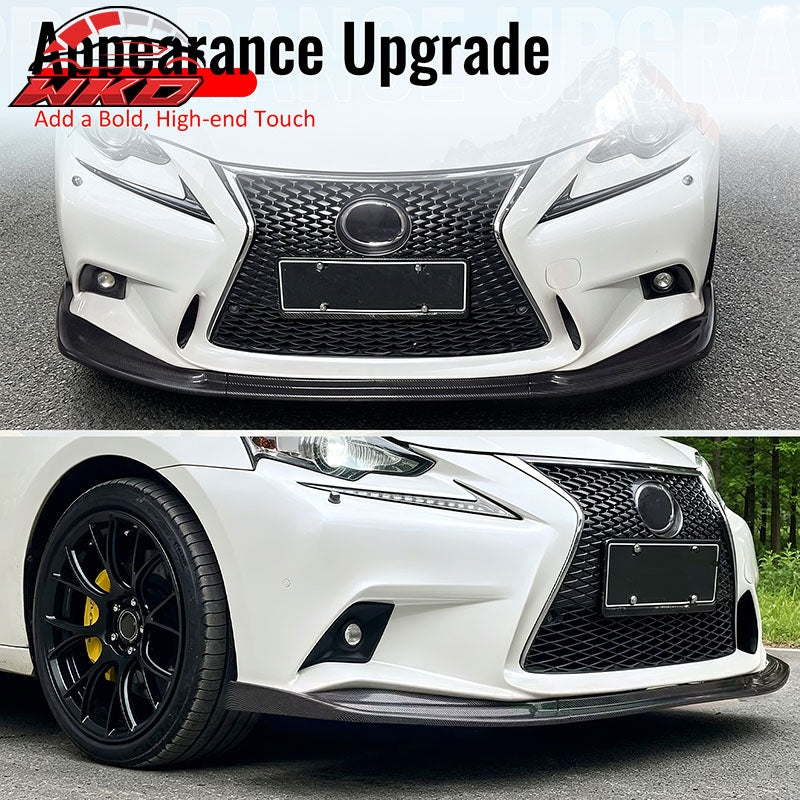 Fits 14-16 Lexus IS F Sport 4Dr IKON 3 Style 3PCS Front Bumper Lip Matte Black
