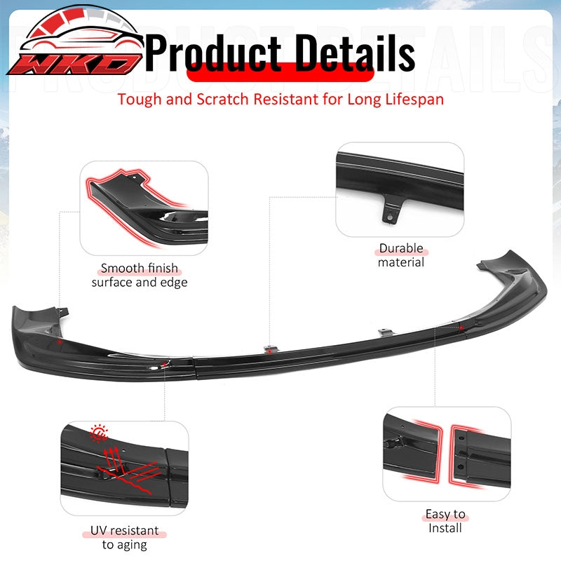 Fits 14-16 Lexus IS F Sport 4Dr IKON 3 Style 3PCS Front Bumper Lip Gloss Black