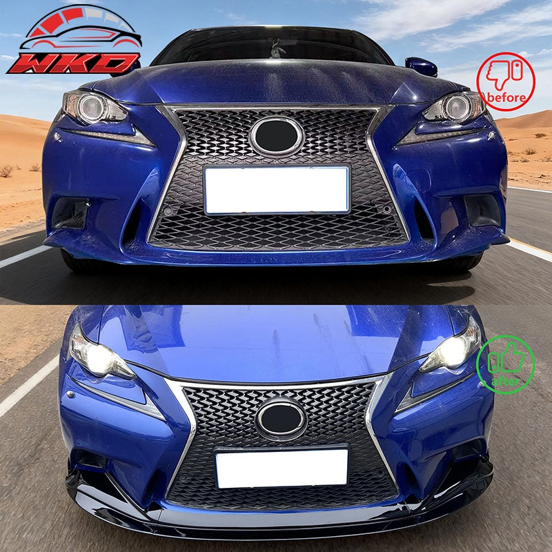Fits 14-16 Lexus IS F Sport R Style PP Front Bumper Lip Chin Spoiler Gloss Black