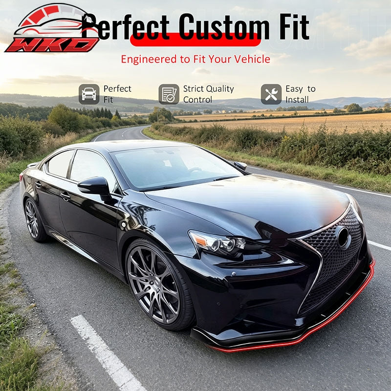 Fits 14-16 Lexus IS F Sport Sedan IKON 2 Front Bumper Lip Carbon Fiber Print 3PC