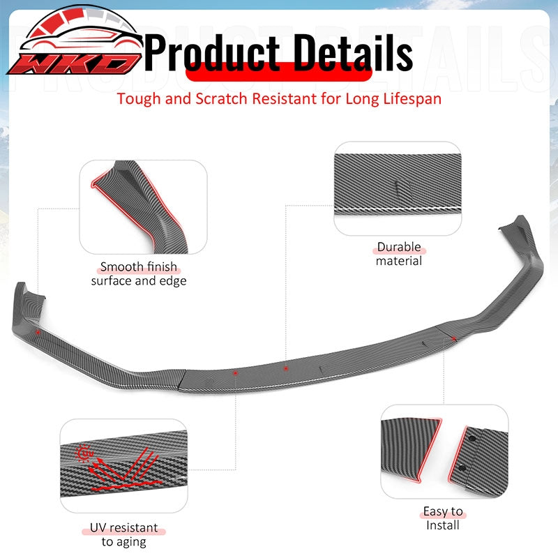 Fits 14-16 Lexus IS F Sport Sedan IKON 2 Front Bumper Lip Carbon Fiber Print 3PC