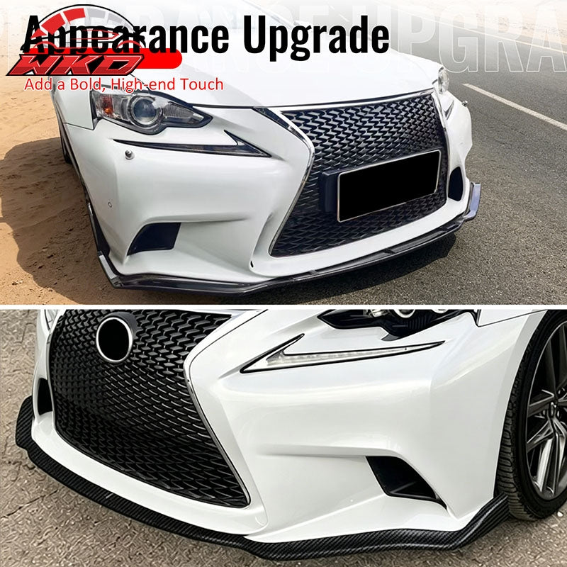 Fits 14-16 Lexus IS F Sport Sedan IKON 2 Front Bumper Lip Carbon Fiber Print 3PC