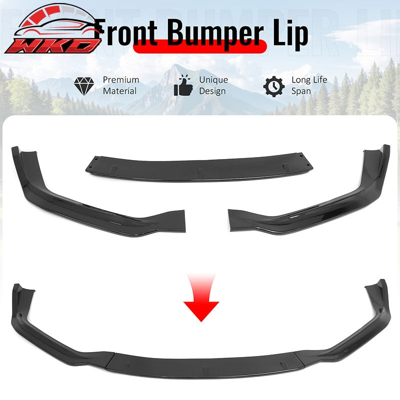 Fits 14-16 Lexus IS F Sport Sedan IKON 2 Style Front Bumper Lip Gloss Black 3PCS